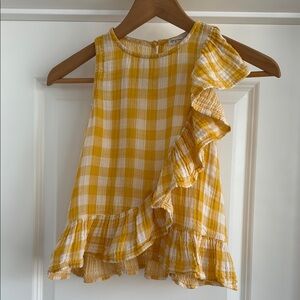 Yellow Gingham girls Ruffle Top